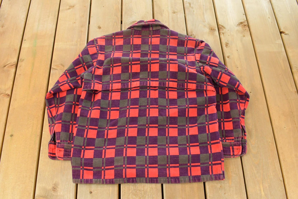 Vintage 1960s Champion Button Up Plaid Flannel Trucker Shirt Men's Small