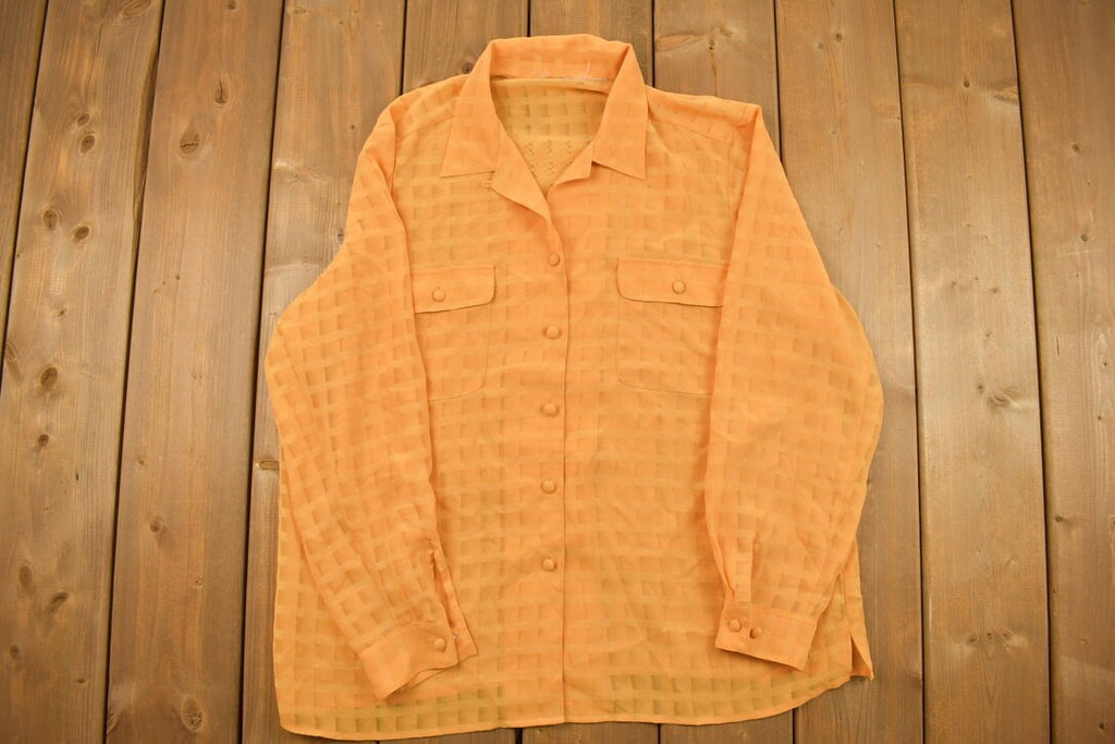 Vintage 1990s Orange Checkered Button Up Shirt