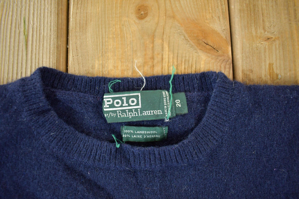 Vintage 1990s Polo By Ralph Lauren Lambswool Knit V Neck Sweater Youth XL