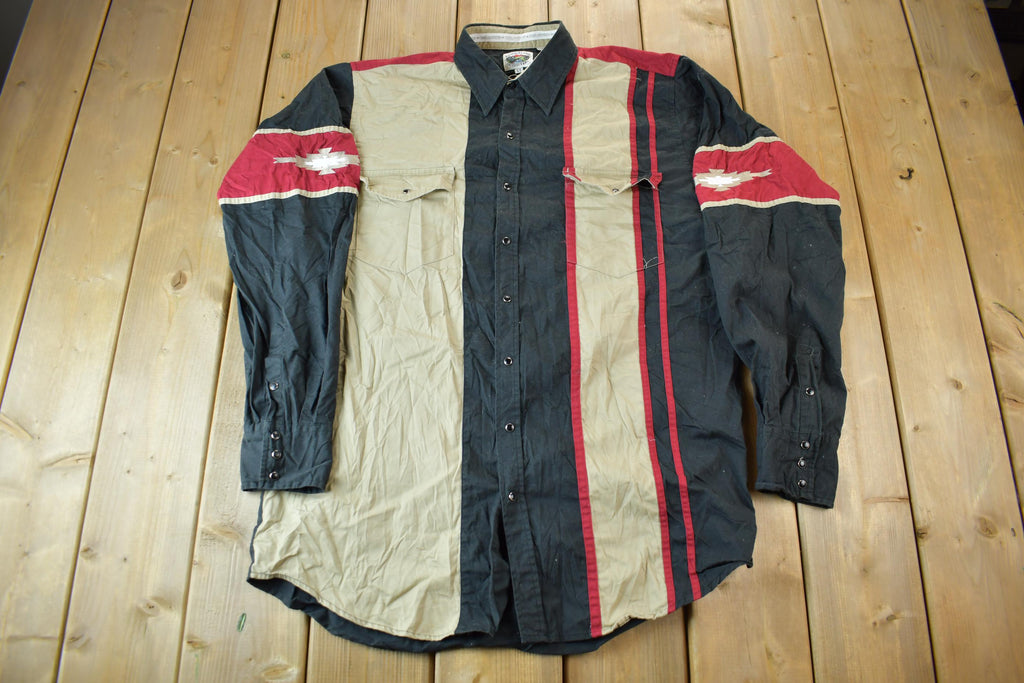 Vintage 1990s Cumberland Outfitters Western Aztec Theme Button Up Shirt