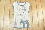 Women Vintage Rerock Rockstar Y2K T-Shirt / Vigoss Grunge Skull Print / Contrast Stitch / Internet Famous Clothing / Over Dyed