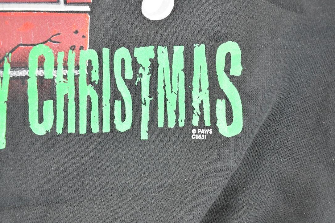Vintage 1990s Garfeild Big Fat Merry Christmas Cartoon Comedy Crewneck Sweatshirt Men's L