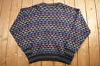 Vintage 1990s Rainbow Geometric Knitted Cardigan Sweater