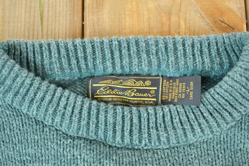 Vintage 1990s Eddie Bauer Knit Abstract Pattern Crewneck Sweater Made In USA  90s Crewneck  Preppy Knits