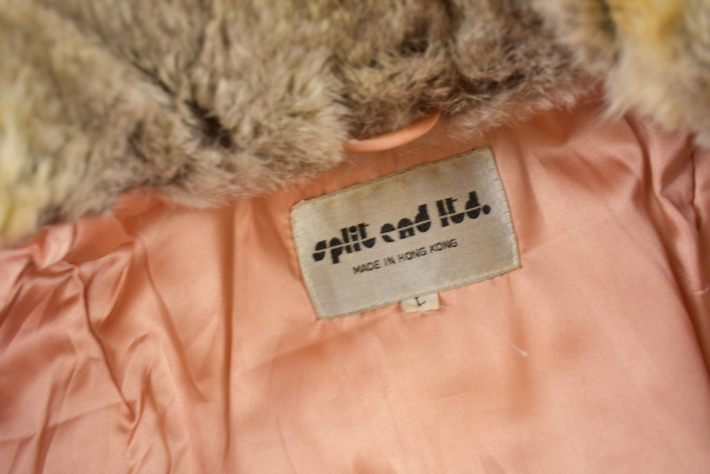 Vintage 1980s Split Cad Dyed Rabbit Fur Coat