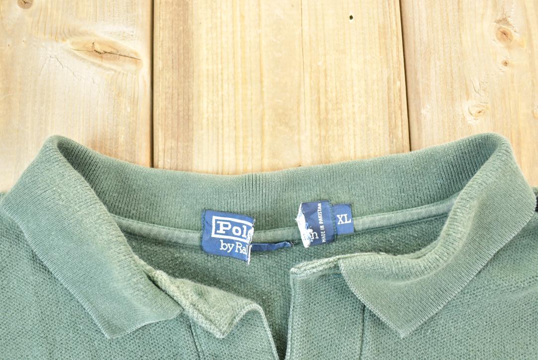 Vintage 1990s Polo By Ralph Lauren Green Quarter Button Up Shirt