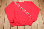 Vintage 1980s Floral Embroidered Graphic Raglan Crewneck Sweatshirt
