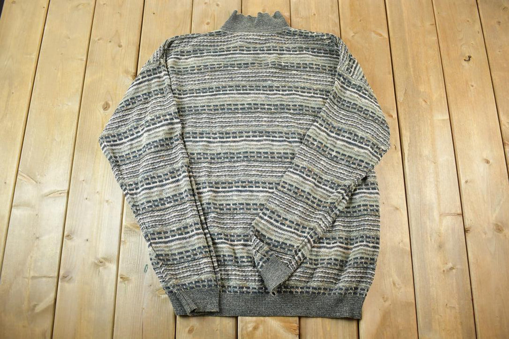 Vintage 1990s TSR Knit Abstract Pattern Collared Crewneck Sweater