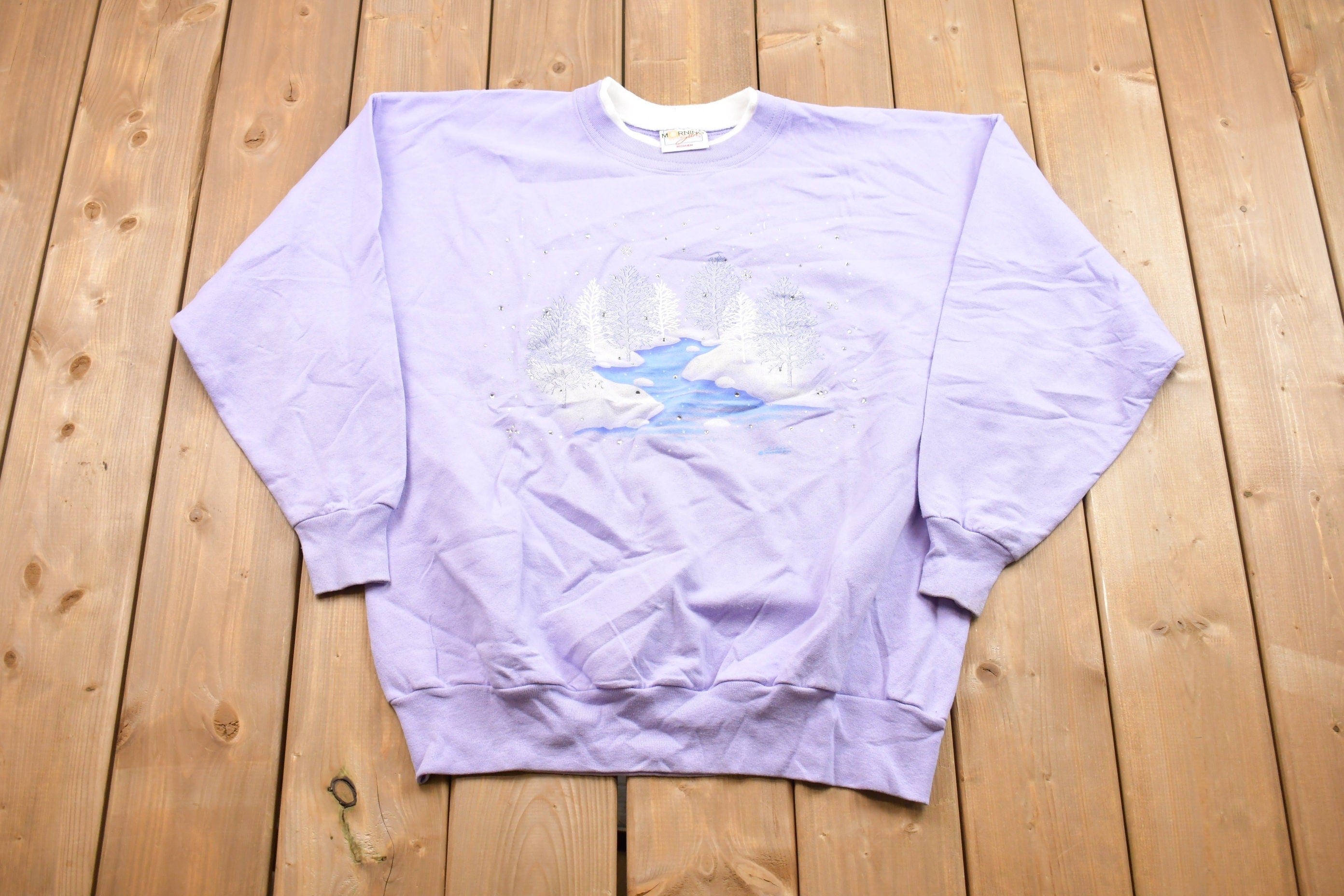 Vintage 1990s Morning Sun Winter Wonderland Crewneck Sweatshirt / 90s Crewneck / Women's Vintage / Athleisure / Streetwear / Cute Vintage
