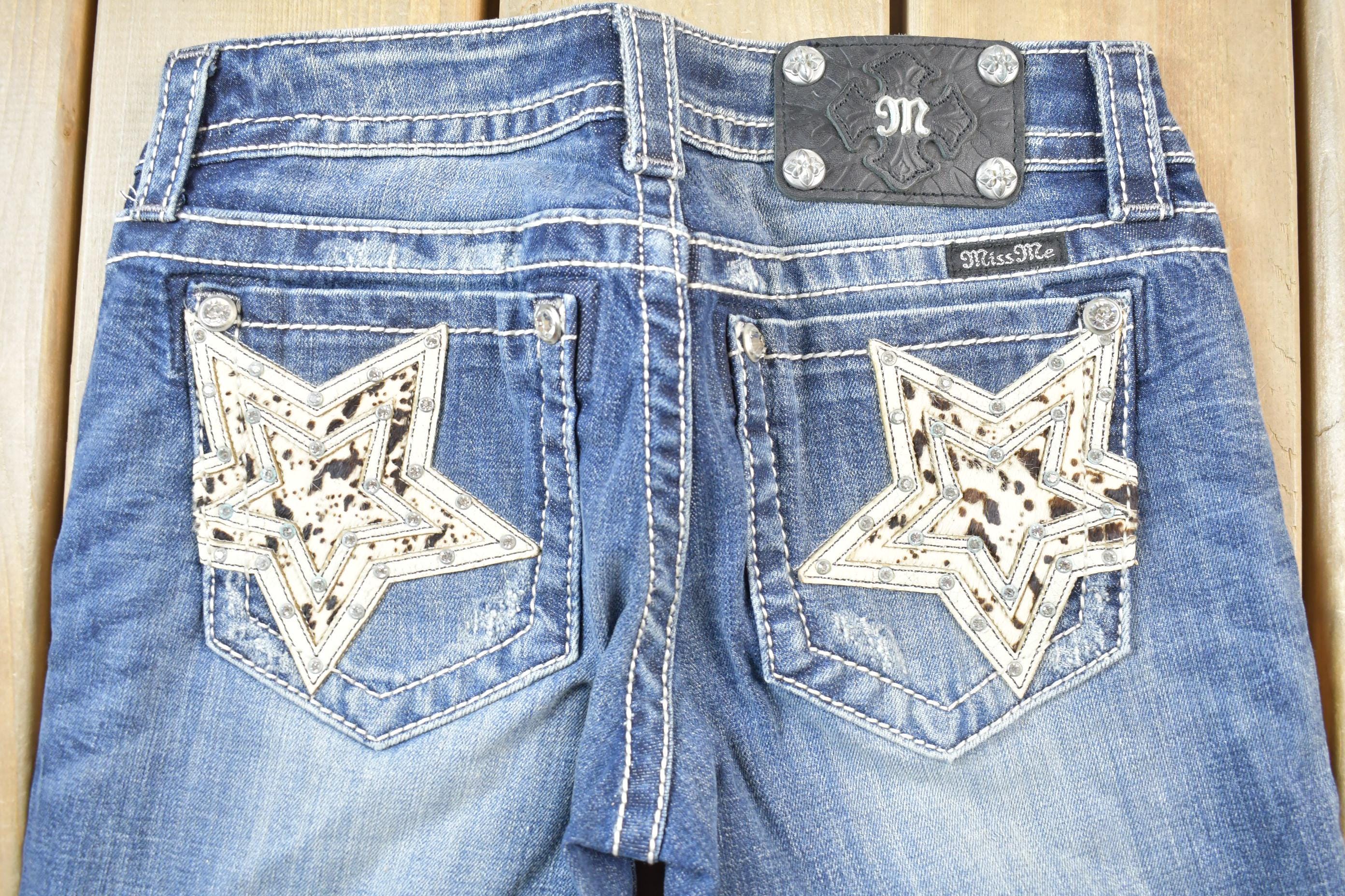 Vintage Y2K Miss Me Bedazzled Low Rise Jeans Size 26x33