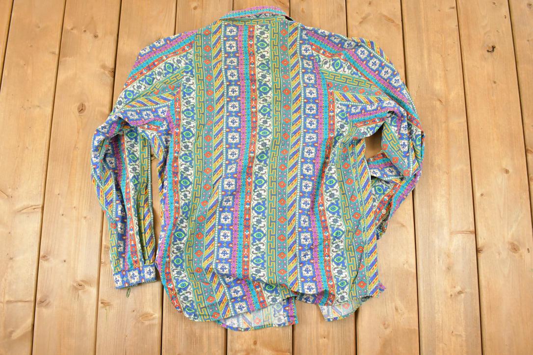 Vintage 1990s Lizwear Abstact Button Up Shirt Womens M