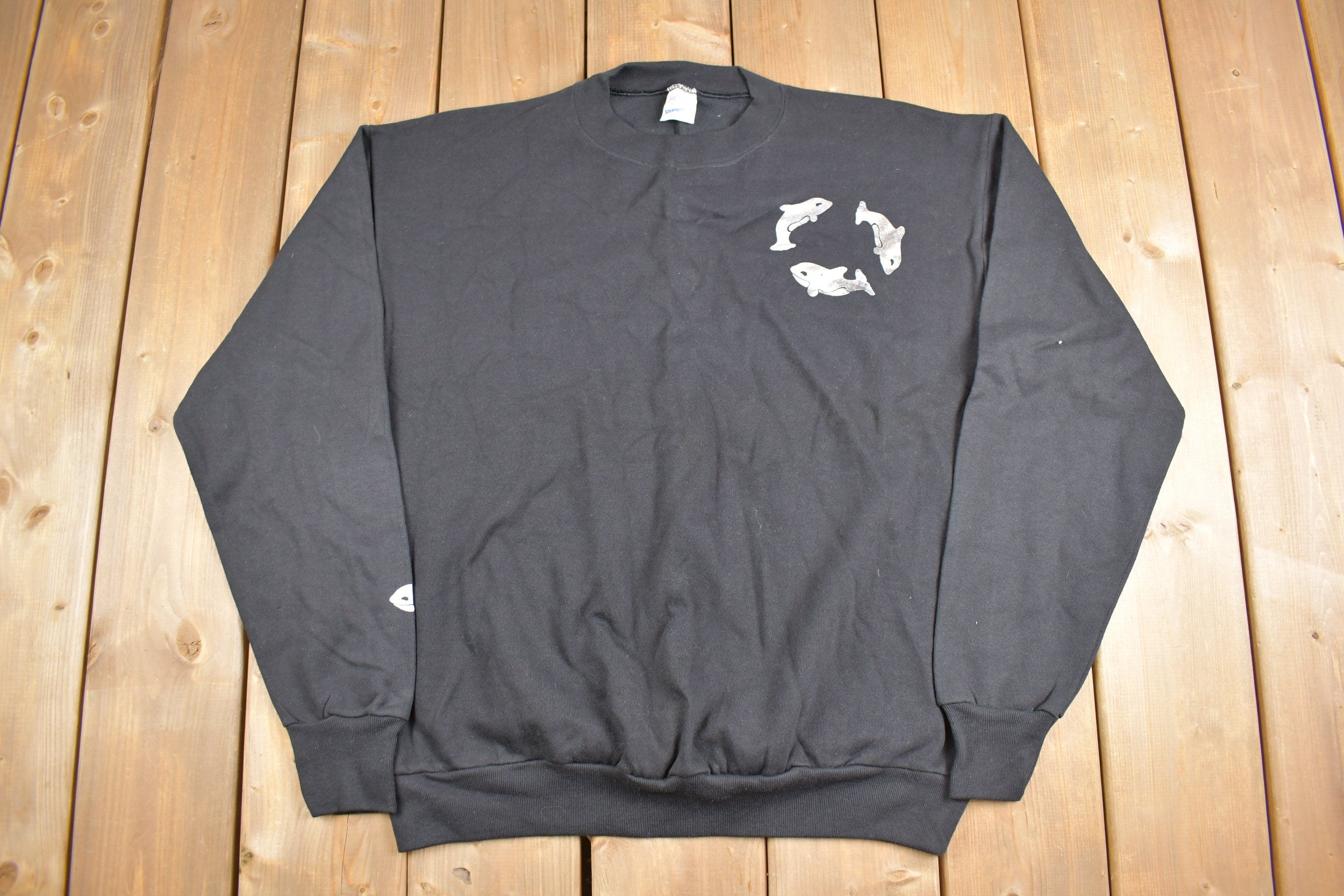 Vintage 1990s Cute Killer Whale Crewneck Sweater