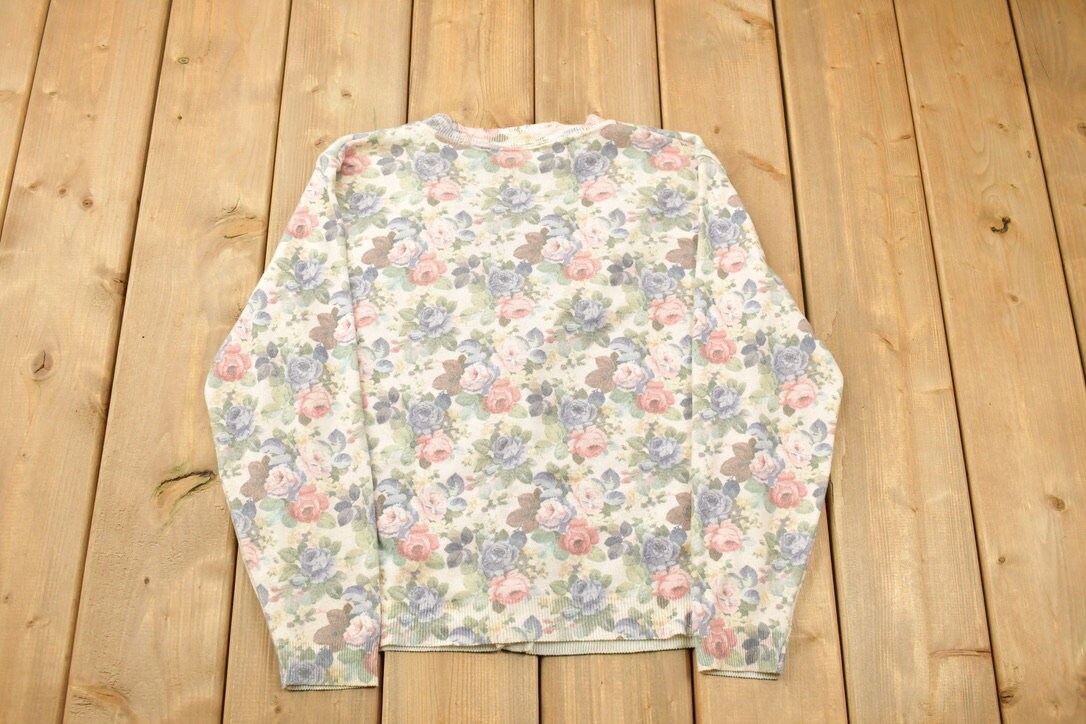 Vintage 1990s Floral Cardigan Sweater
