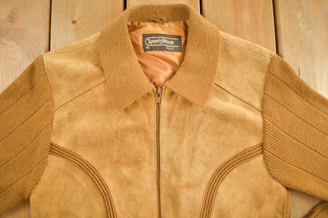 Vintage 1970s SportsWear Suede Jacket / Zip Up / Sears Jacket / Collared / Streetwear / Suede Jacket / Vintage Suede Jacket