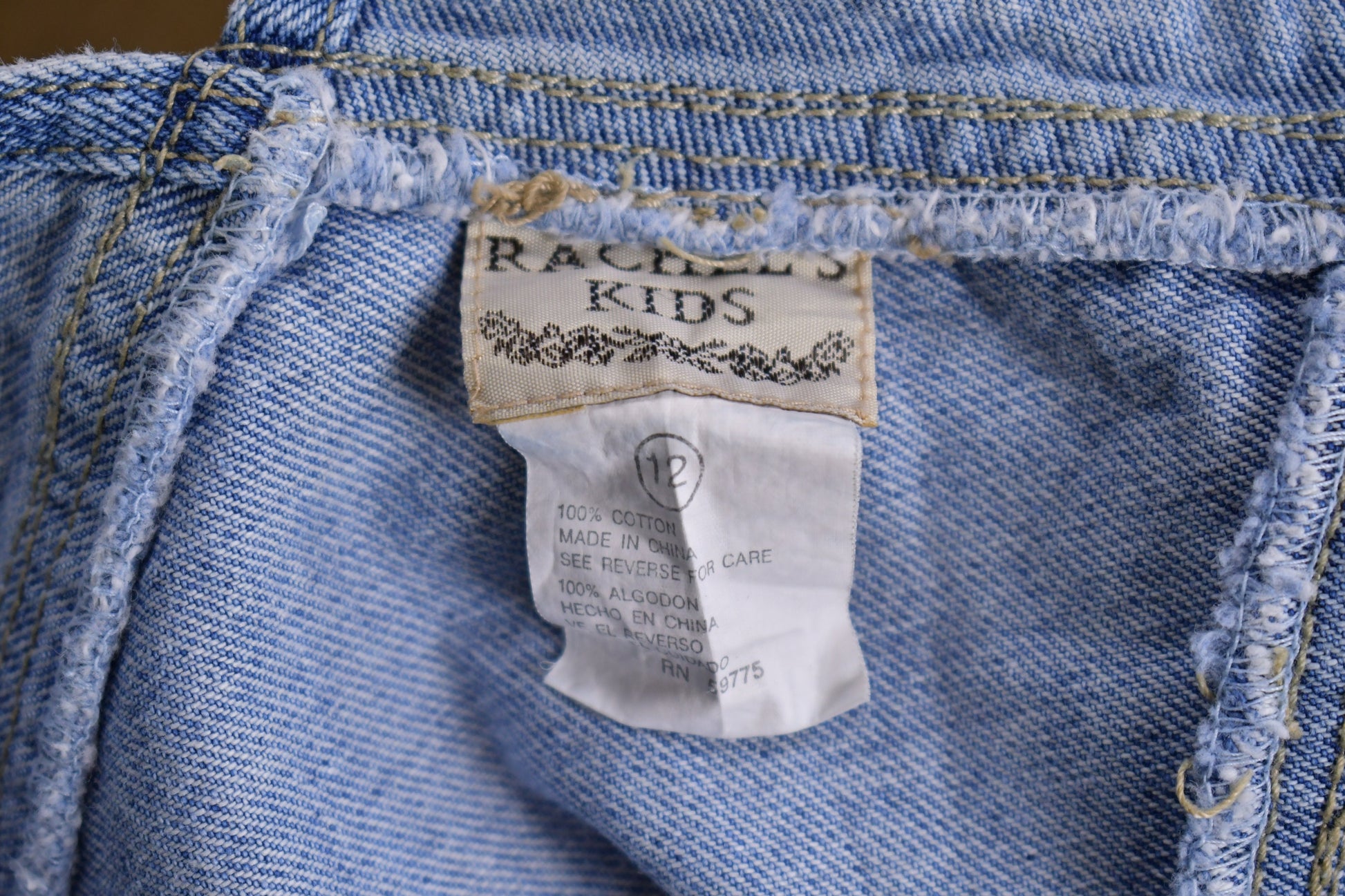 Vintage 1990s Rachels Kids Embroidered Denim Overalls Size 12