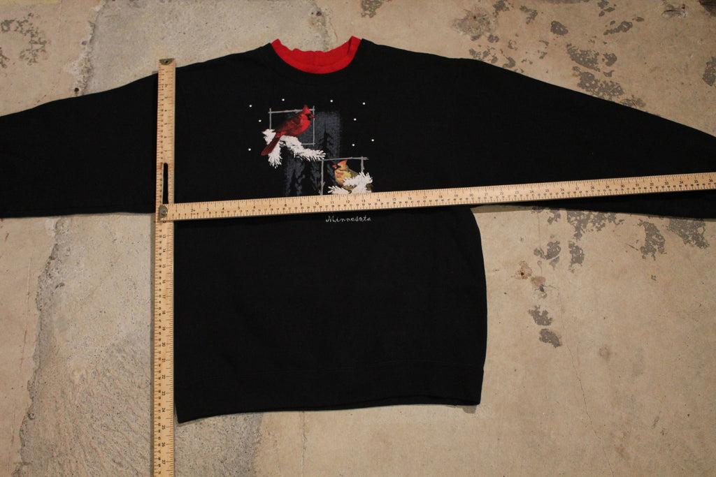 Vintage 1990s Minnesota Souvenir Sweater , 90s Crewneck , Animal Bird Print , Winter Wear , Festive Graphic Print , Wildlife Scene