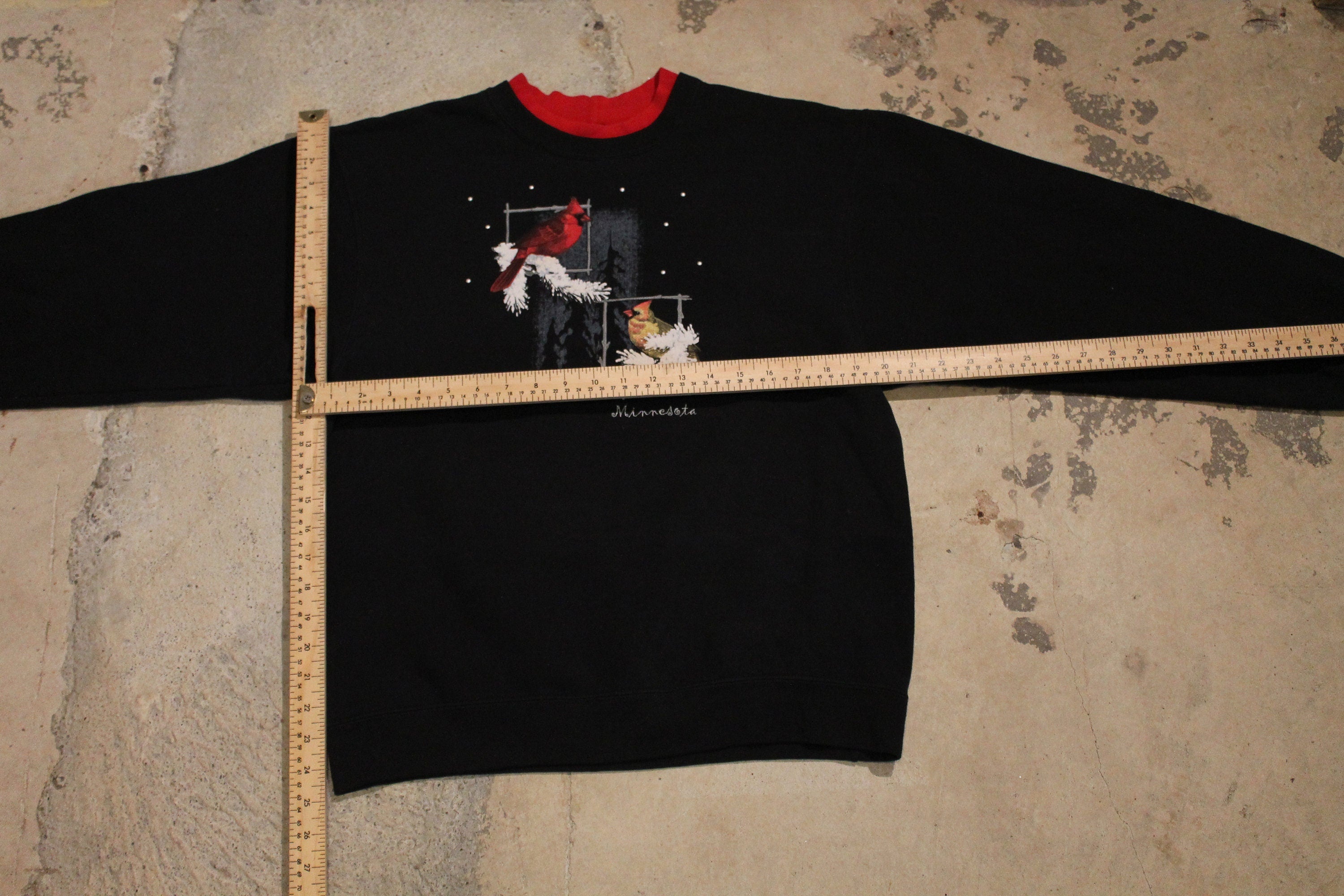 Vintage 1990s Minnesota Souvenir Sweater , 90s Crewneck , Animal Bird Print , Winter Wear , Festive Graphic Print , Wildlife Scene