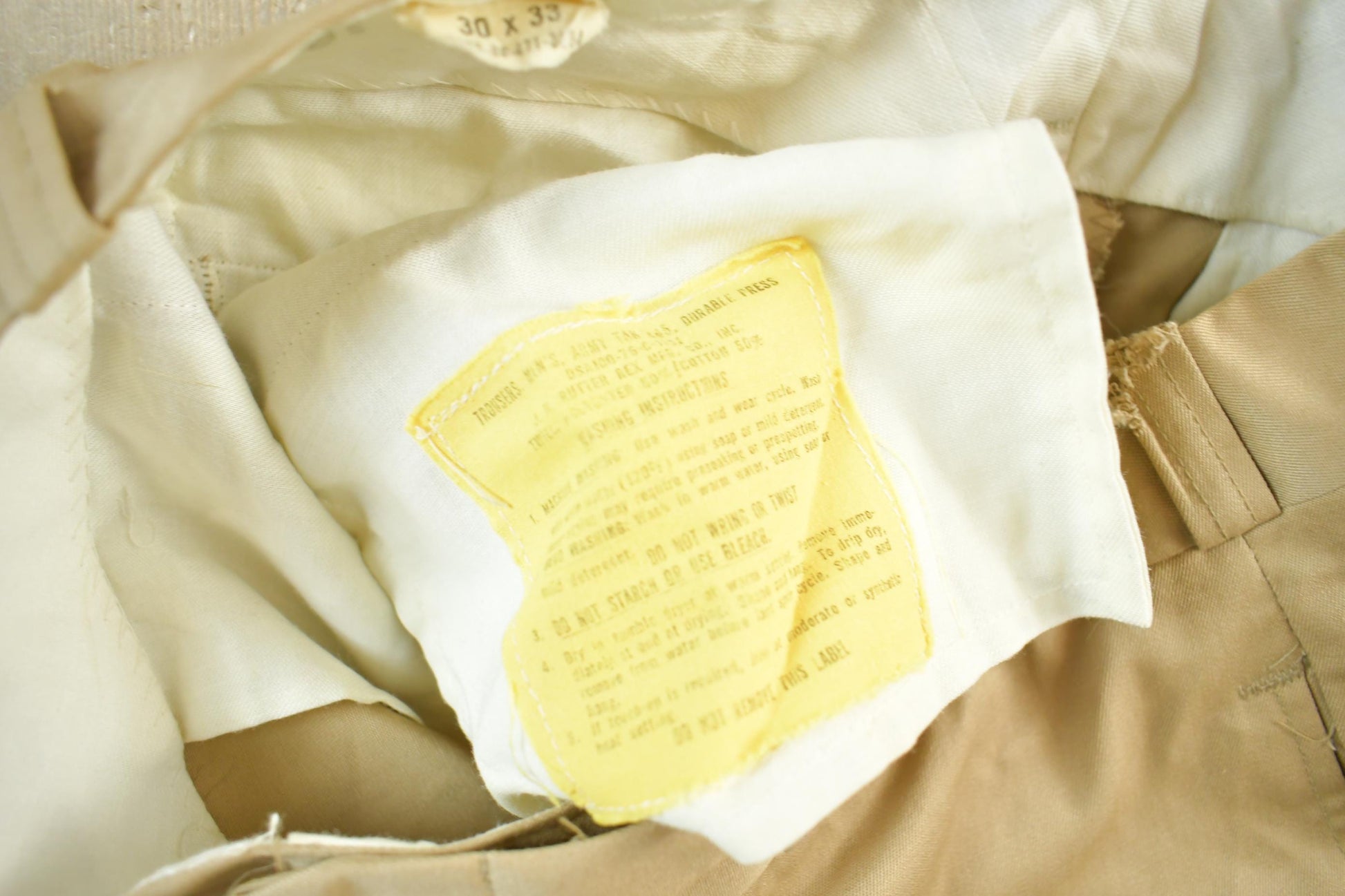 Vintage 1975 Army Khaki Pants Size 28 x 31