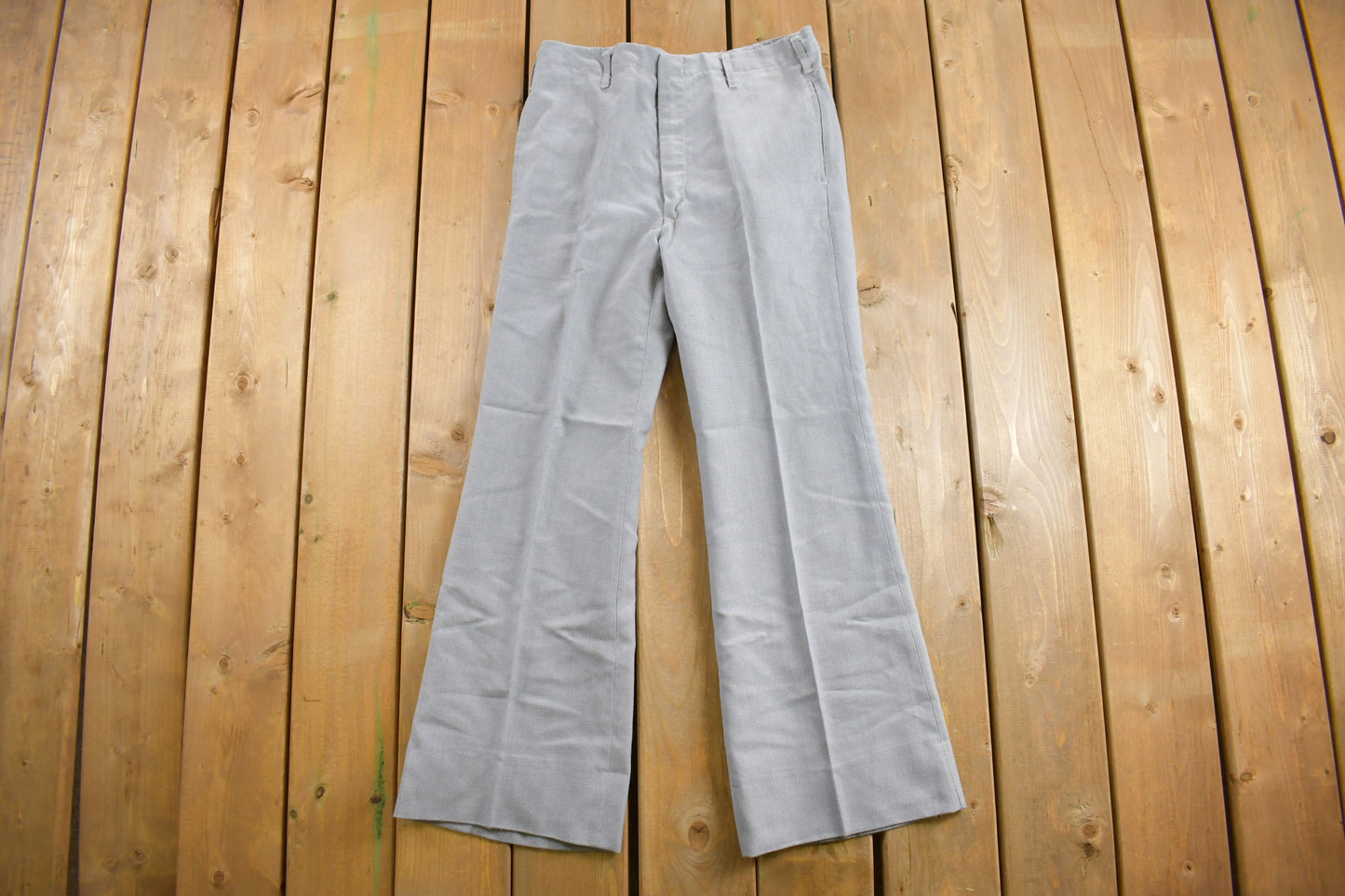 Vintage 1970s Pleated Flared Trousers Size 31 x 29 / American Vintage / True Vintage / 1970s Pants / Flares / Flare / Blue / Made in USA