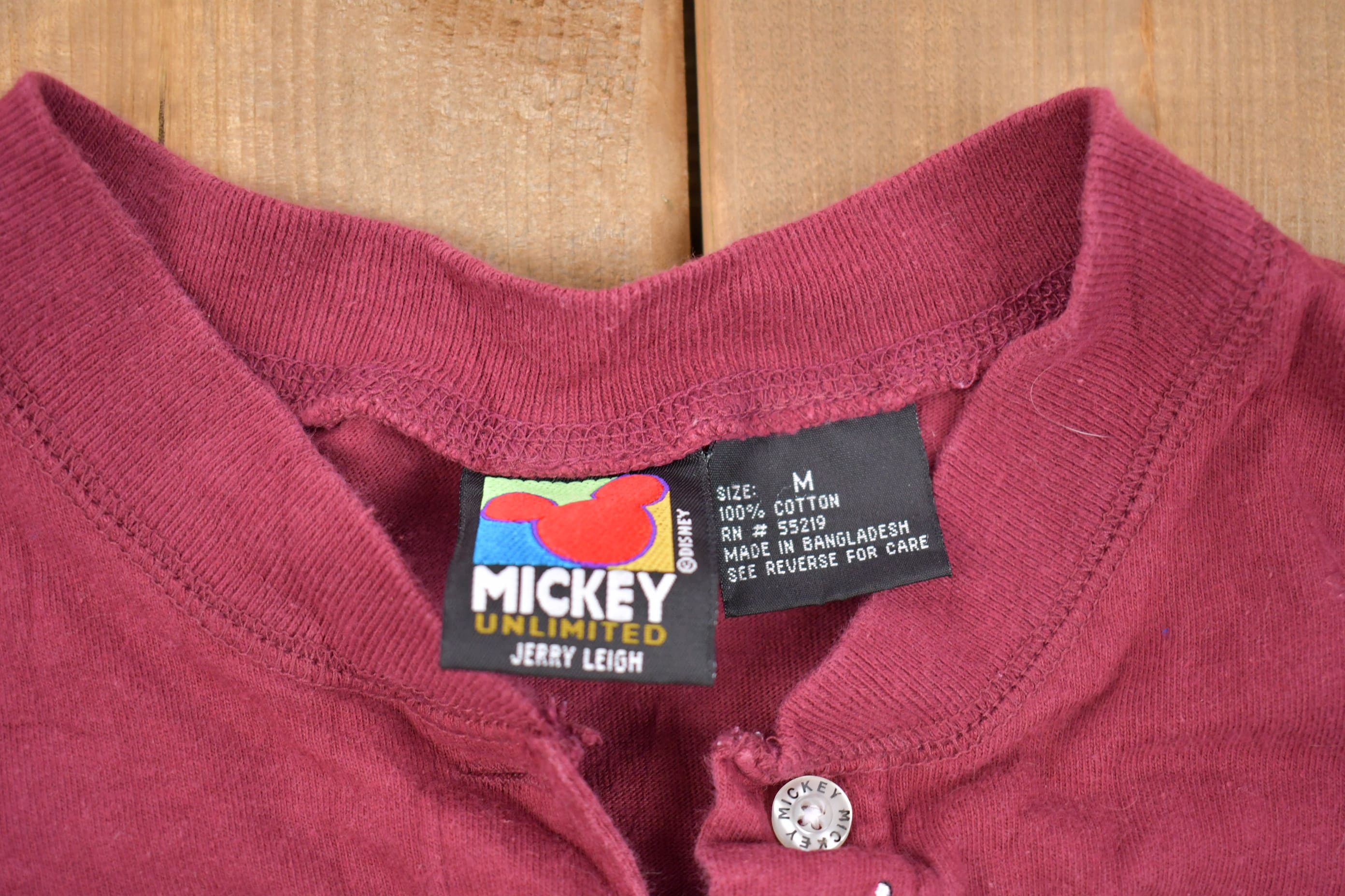 Vintage 1990s Disney Embroidered Mickey Mouse Henley