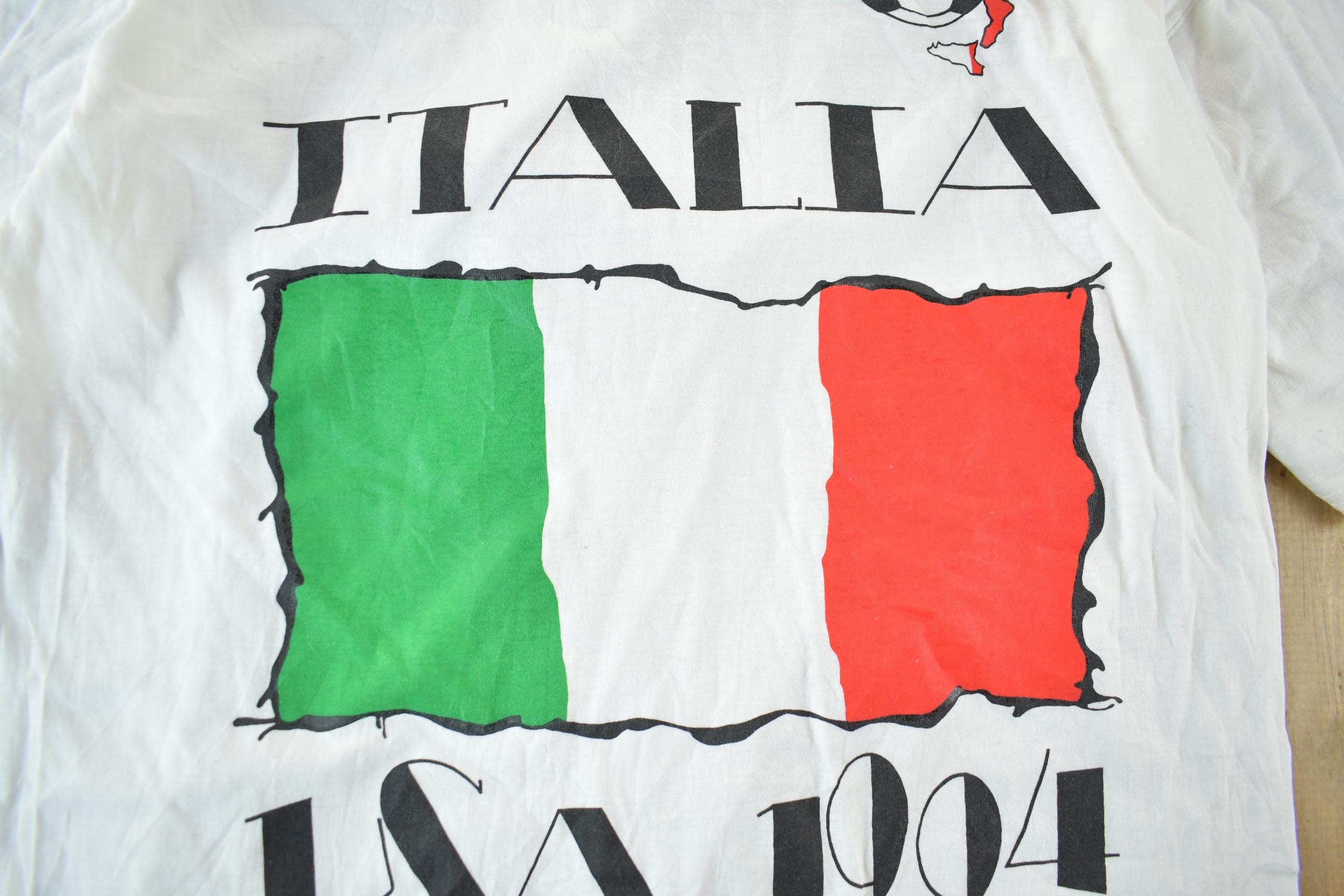 Vintage 1990s Italy 1994 Fifa World Cup Graphic T-Shirt  90s Sportswear  Soccer  Graphic Tee  Single Stitch  Made In USA  Mens Large