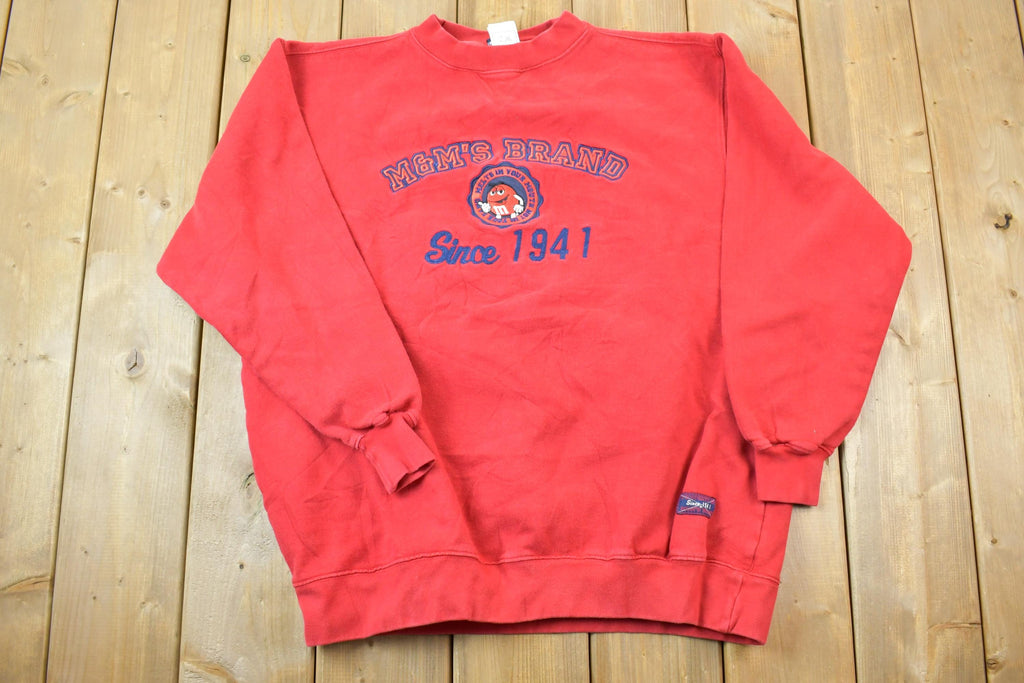 Vintage 1990s M&M Brand Crewneck Sweatshirt / 90s Crewneck / Made In USA / Streetwear / Embroidered Heavy Cotton