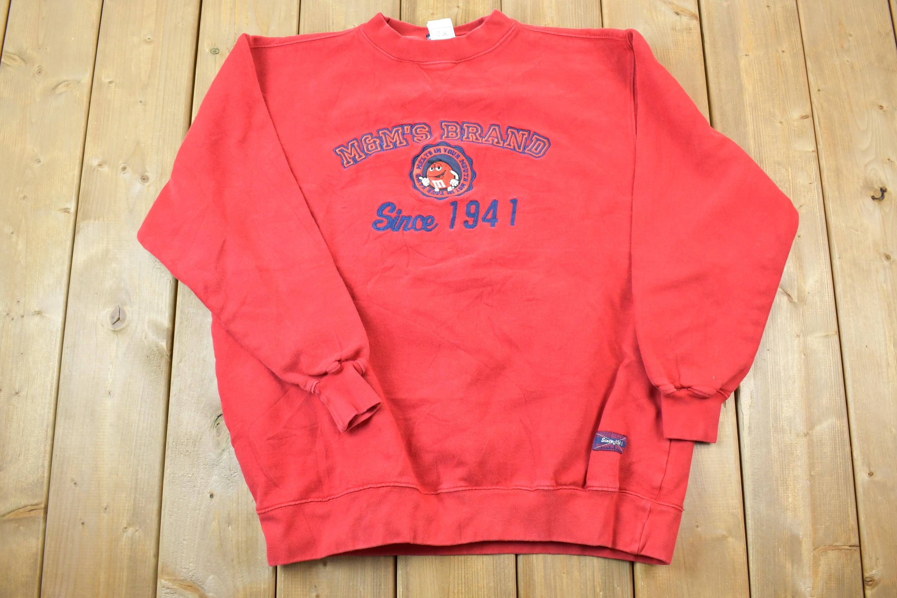 Vintage 1990s M&M Brand Crewneck Sweatshirt / 90s Crewneck / Made In USA / Streetwear / Embroidered Heavy Cotton