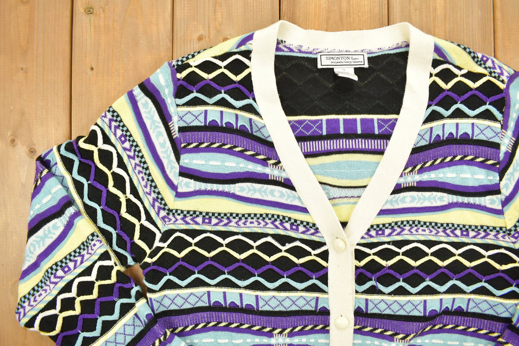 Vintage 1990s Knitted Stripy Cardigan