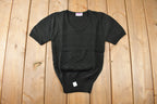 True Vintage 1960s Deadstock Miss Scotch English Short Sleeve Black Knit Acrylic Sweater