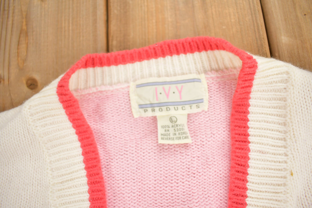 Vintage 1990s IVY "American Boys" Knit Women's Cardigan Sweater