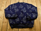 Vintage 1990'S Al Wissam Leather Patched Wool Bomber Jacket