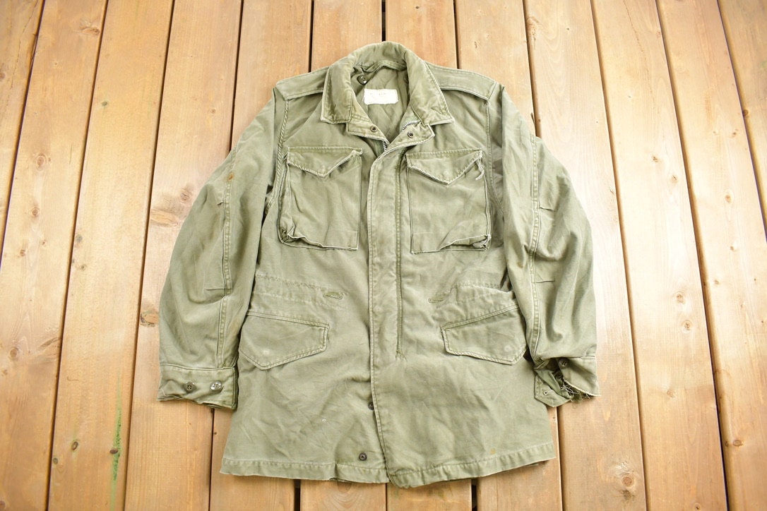 Vintage 1964 Military US Army Sateen Field Jacket / OG 107 / Button Up Jacket / US Army Green / Streetwear Fashion / Army Jacket