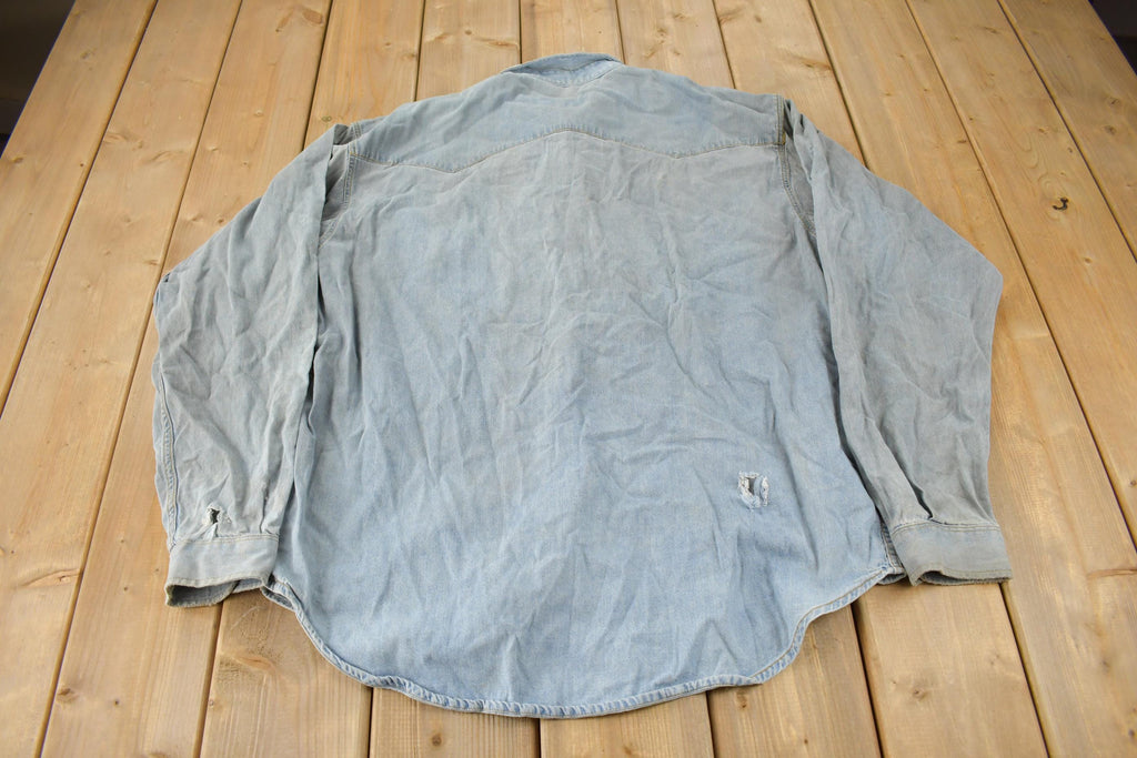 Vintage 1990s Big Star Shirt Blank Denim Button Up Shirt Size XXL
