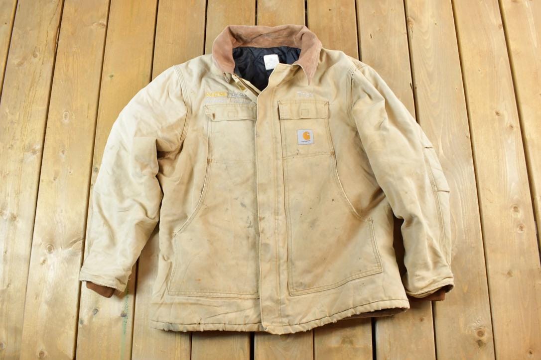 Vintage 1990s Carhartt Perfectly Distressed Collared Work Jacket Made In USA