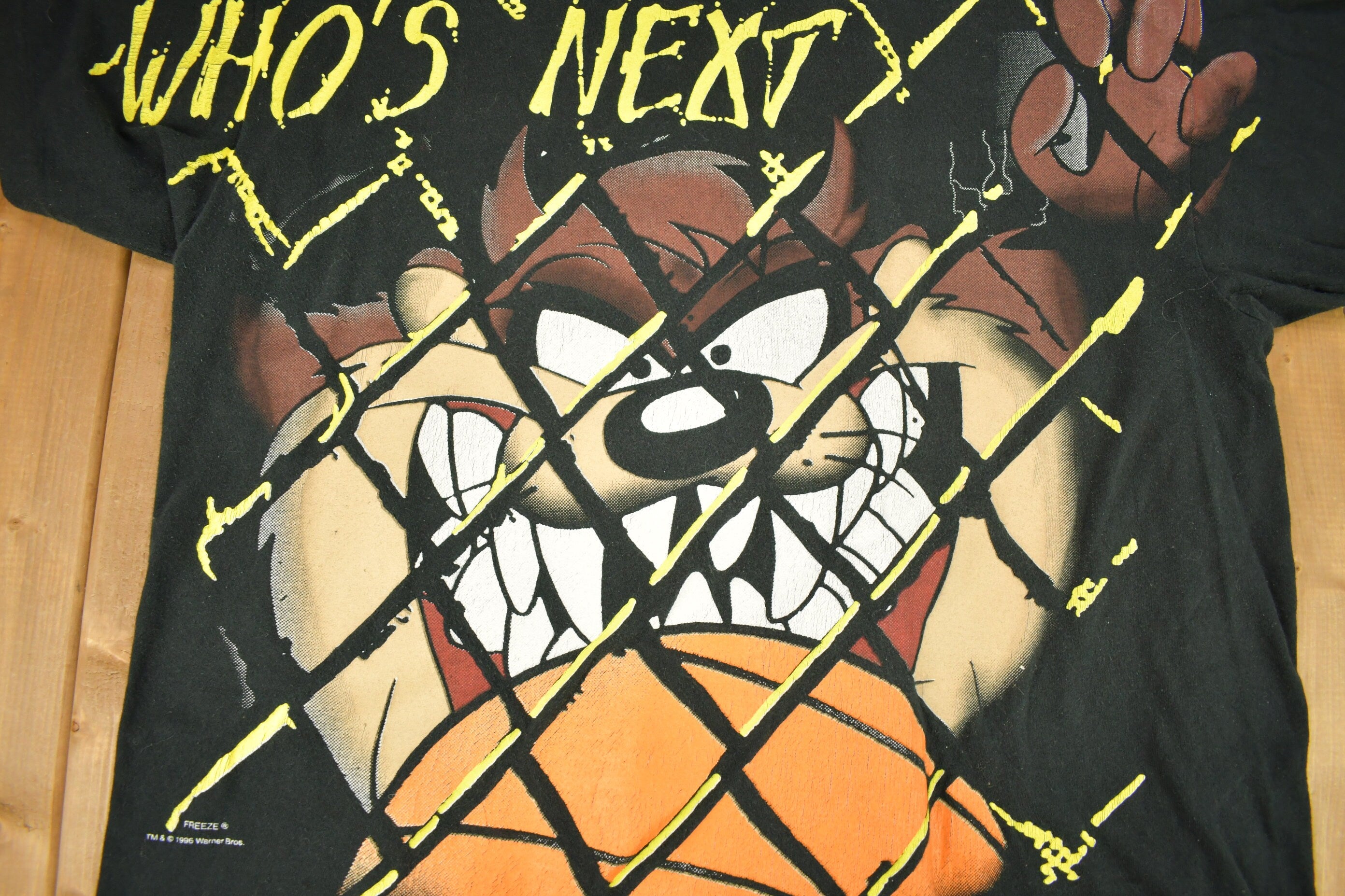 Vintage 1995 Taz Basketball Theme All Over Print Looney Tunes T-Shirt