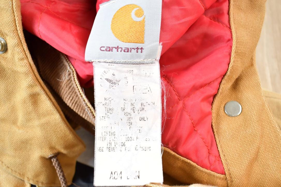 Vintage 1990s Traditional Carhartt Work Coat Snap On Hood