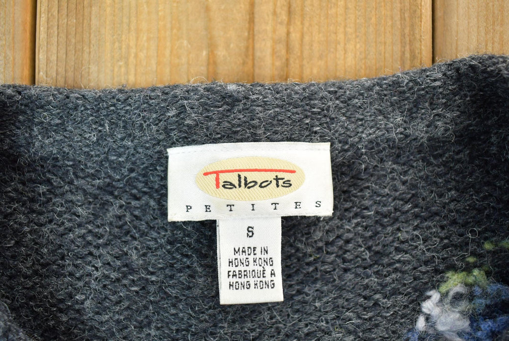 Vintage 1990s Talbots Petites 100% Wool Knit Quarter Button Cardigan Sweater