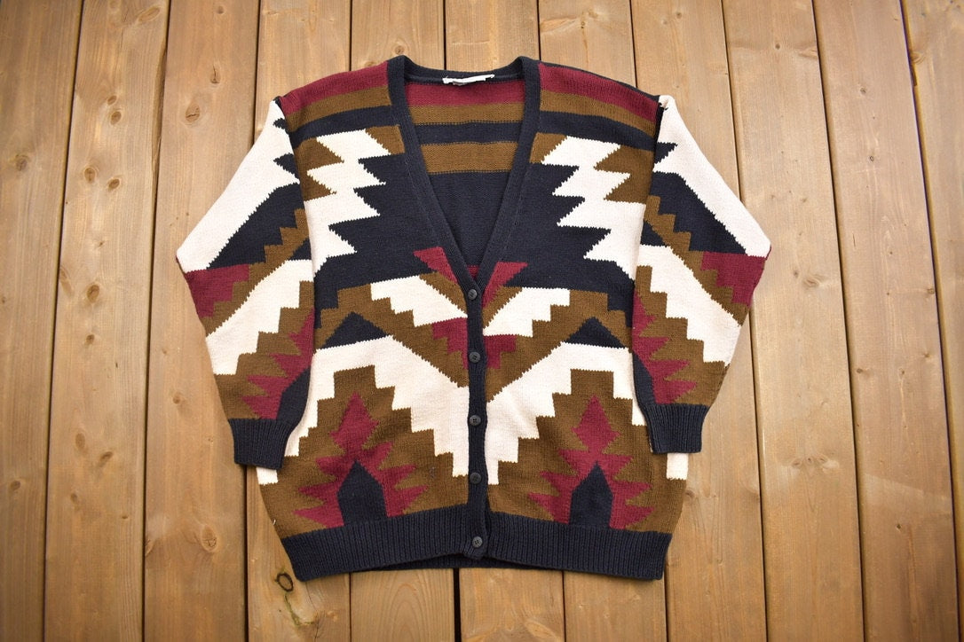 Vintage 1980s Adrienne Vittadini Woman Knitted Cardigan Sweater
