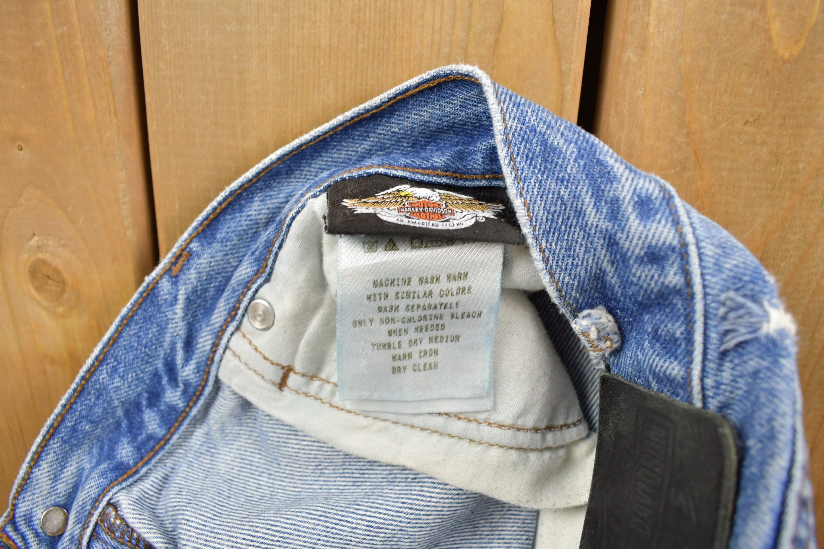 Vintage 1990s Harley Davidson Light Wash Denim Jeans Size 36 x 28
