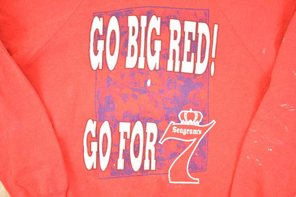 Vintage 1990s Seagrams Go Big Red Graphic Print Crewneck Sweatshirt Men's L