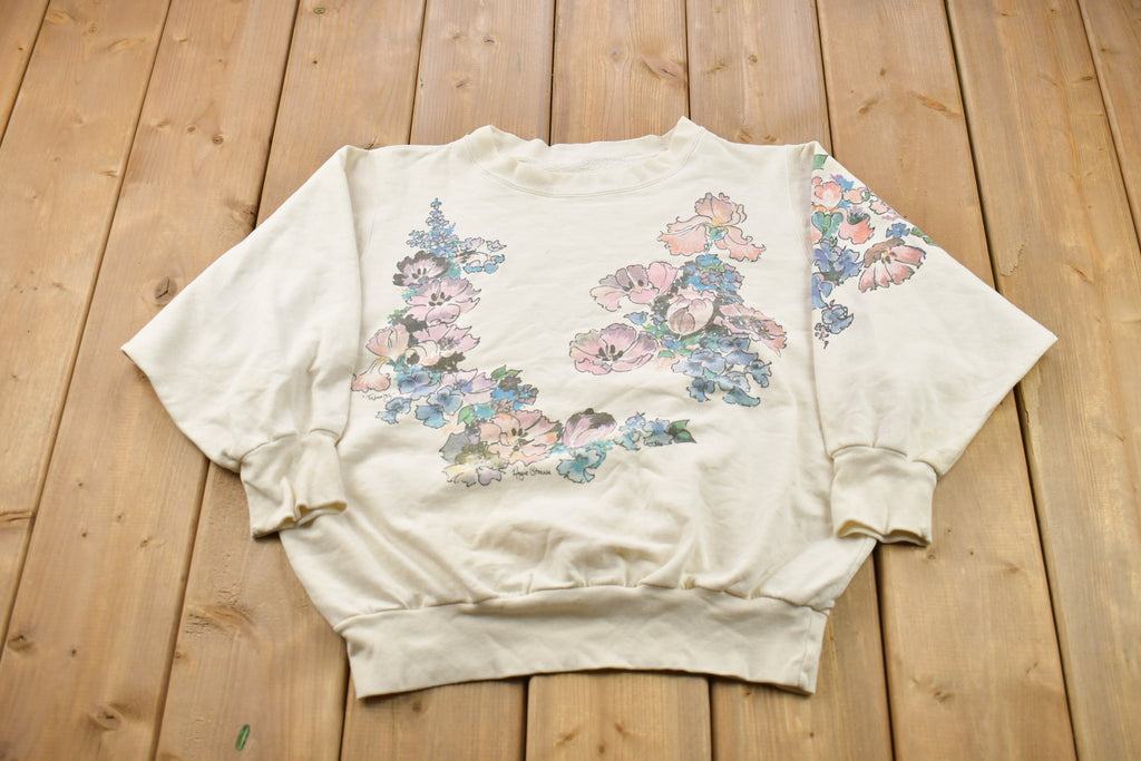 Vintage 1990s Angie Strauss Floral Theme Crewneck Sweater
