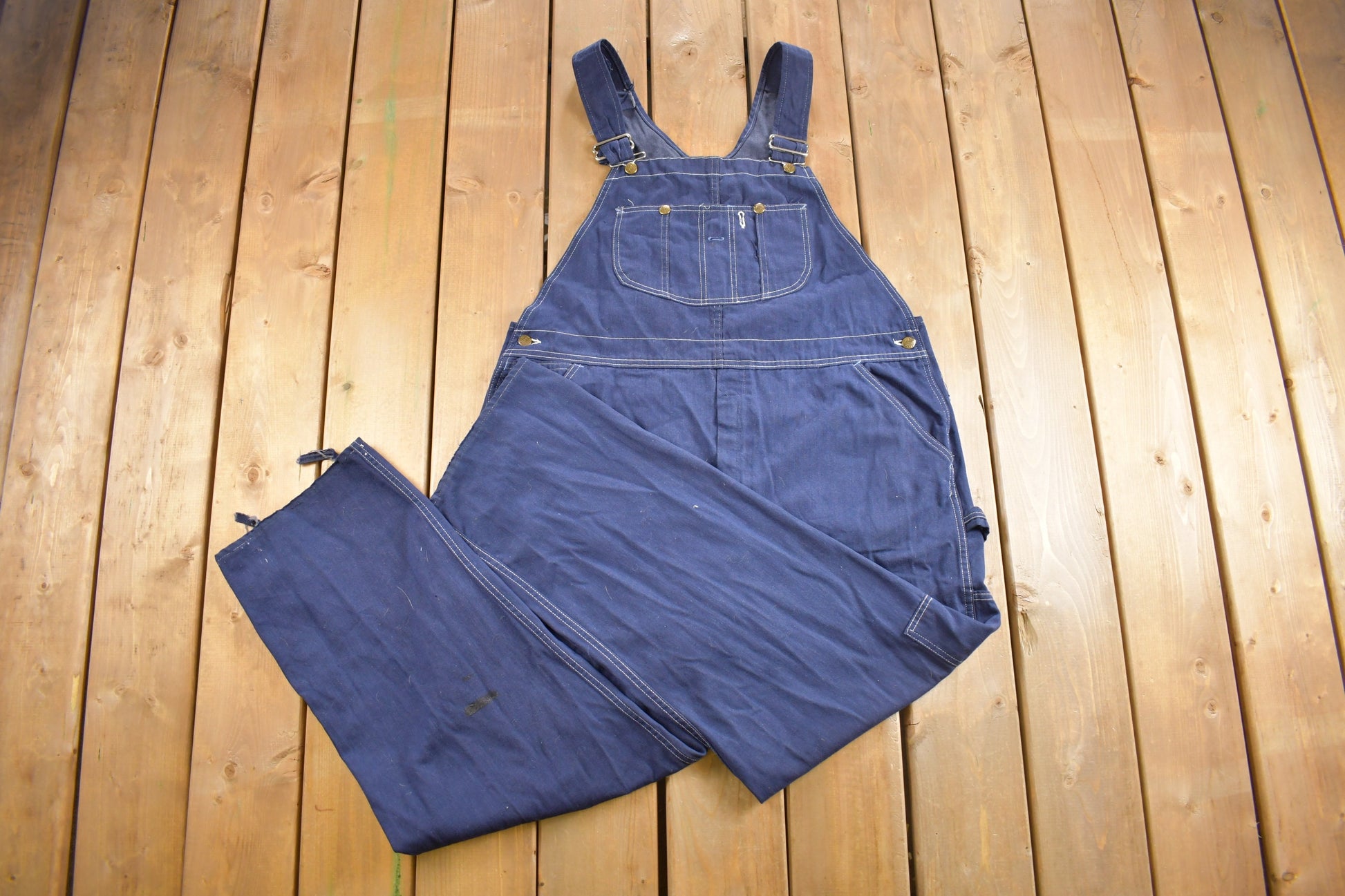 Vintage 1970s Sears Blue Denim Overalls Size 42 x 28
