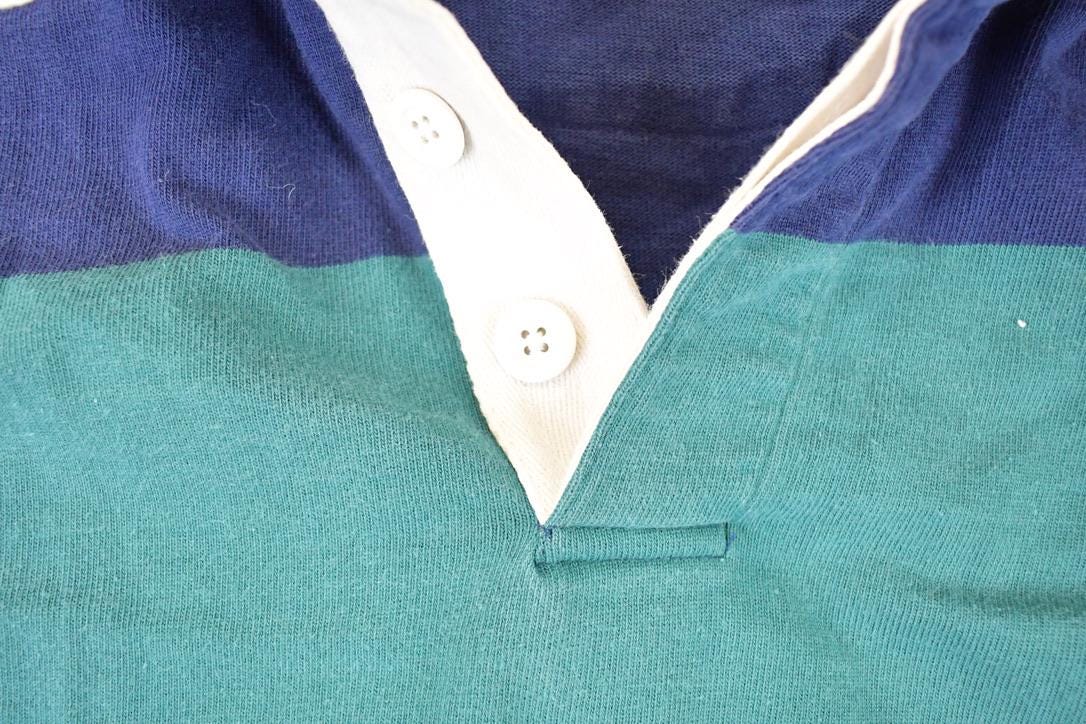 Vintage 1990s Croft And Barrow Striped Rugby Button Up Shirt Men's M
