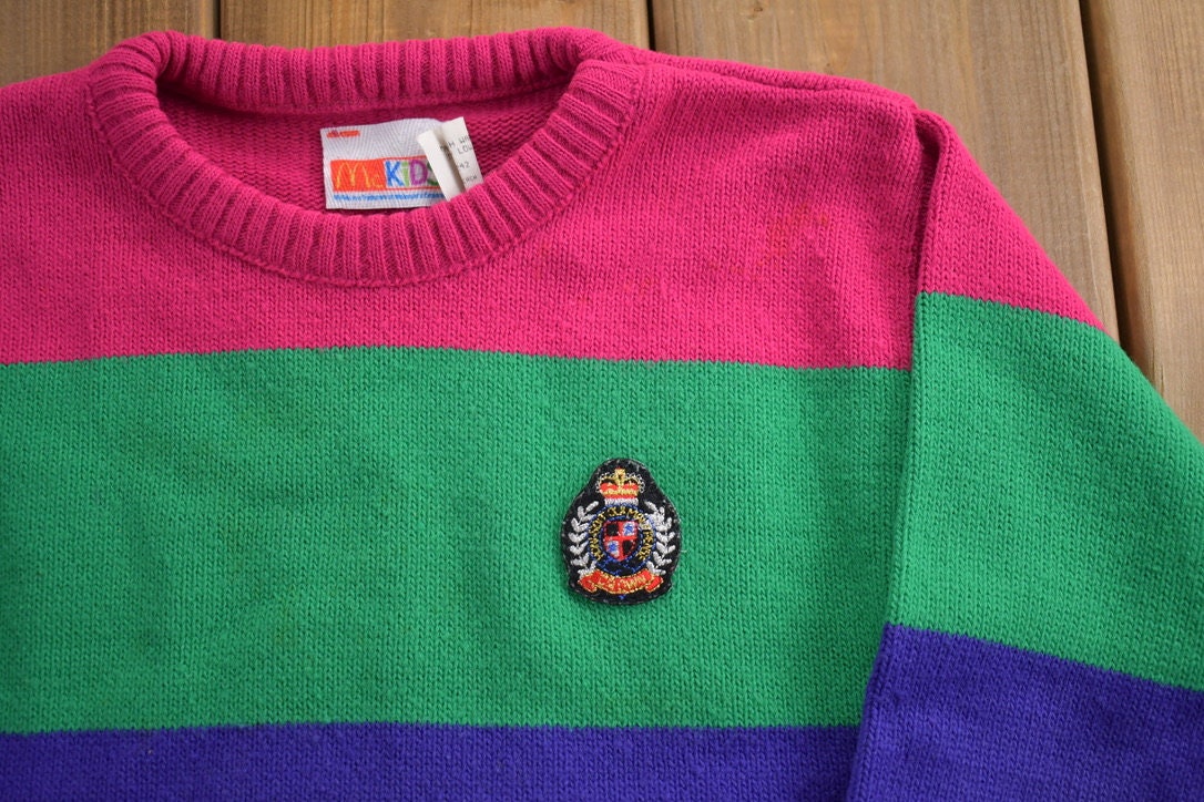 Vintage 1990s Mc Donalds Striped Knitted Crewneck Sweater