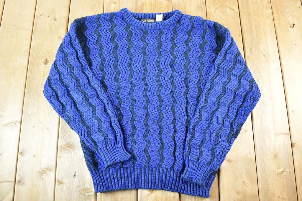 Vintage 1990s Software Knit Abstract Pattern Crewneck Sweater Mens L