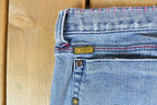 Vintage 1990s Switch USA Patched Denim Bell Bottoms Jeans Size 30 x 32