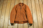 Vintage 1950s Suede Leather Bomber Jacket Adult Small