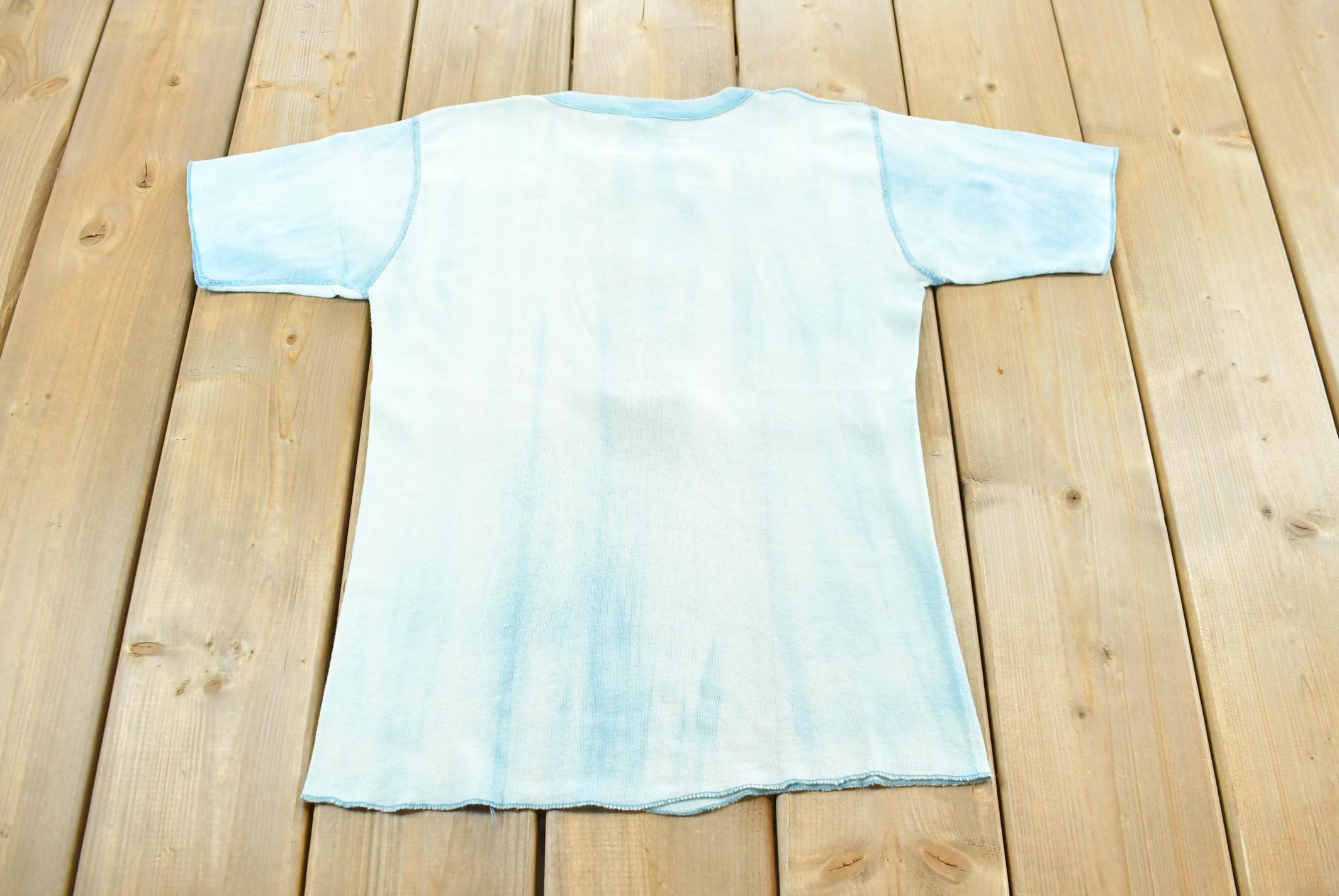 Vintage 1980s Sportswear Thermal Quarter Button Short Sleeve Shirt Men's S