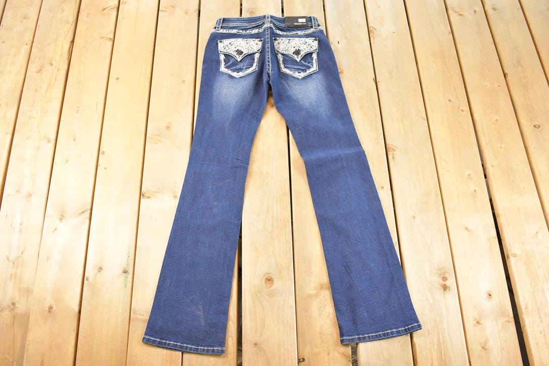 Vintage Deadstock Y2K Grace In LA Bedazzled Low Rise Jeans Women's Size 27 x 32
