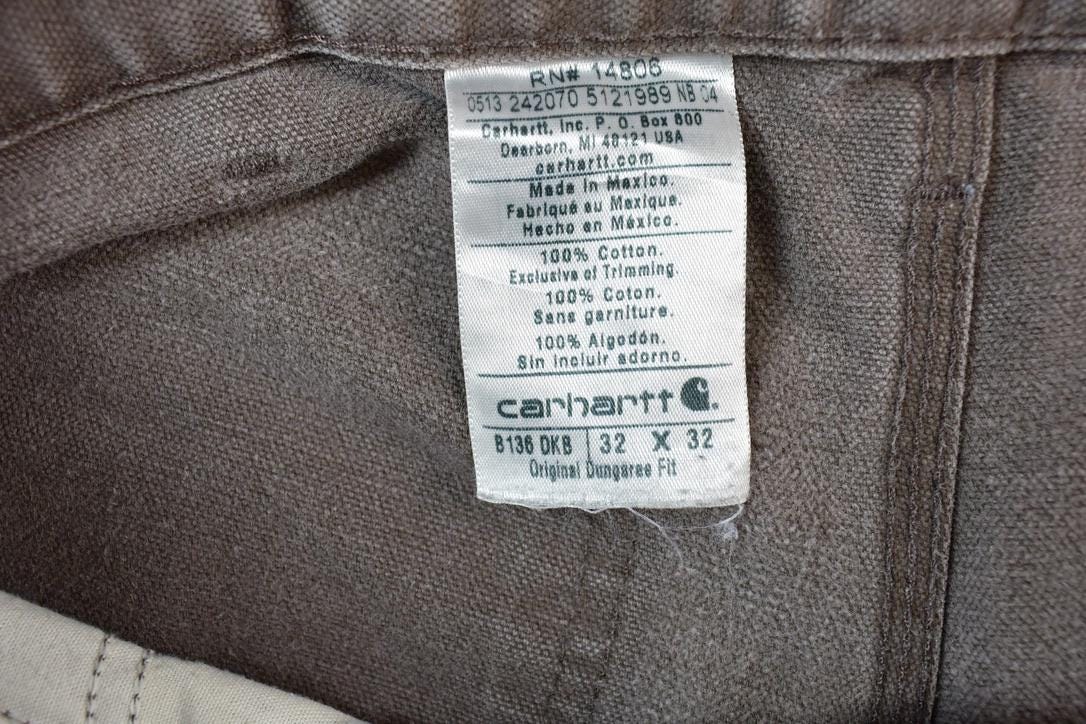 Vintage 1990s Carhartt Double Knee Riveted Denim Work Pants Size 32 x 32
